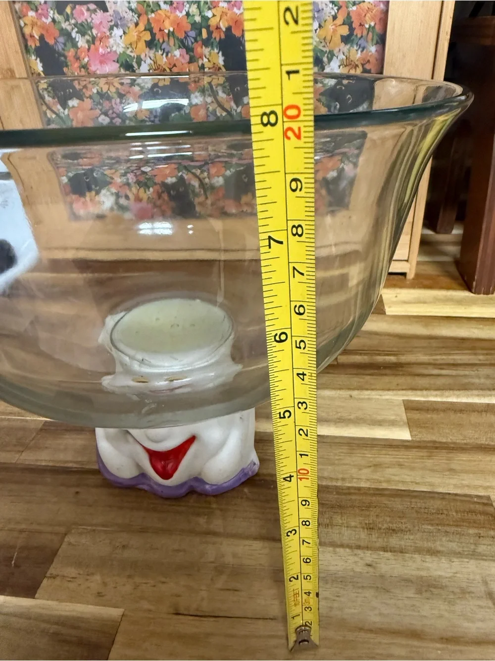 Adorable glass & ceramic ghost pedestal Halloween treat bowl candy